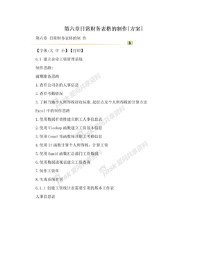 第六章日常财务表格的制作[方案]