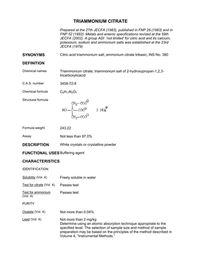 TRIAMMONIUM CITRATE-柠檬酸三铵、柠檬酸铵