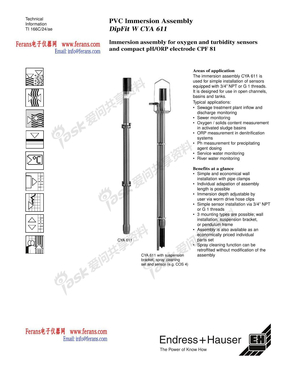 德国E+H分析仪表：PH ORP支架 Dipfit W CYA611