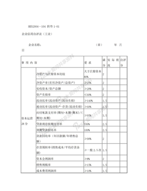 企业信用调查自评表(工业)