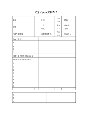 优秀团员入党推荐表 (2)