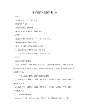 干部提拔民主测评表.doc