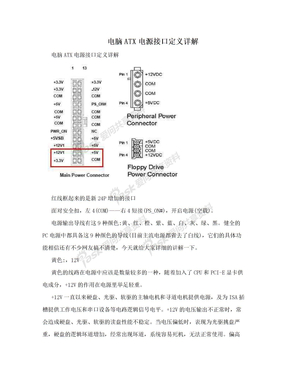 　电脑ATX电源接口定义详解