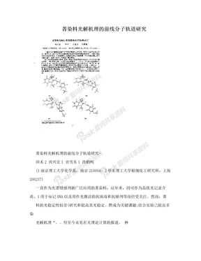 菁染料光解机理的前线分子轨道研究