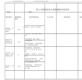 医德医风考核表