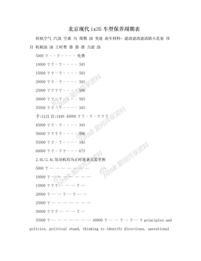 北京现代ix35车型保养周期表
