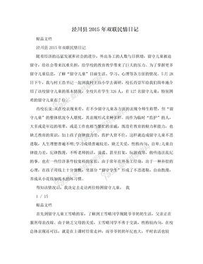 泾川县2015年双联民情日记