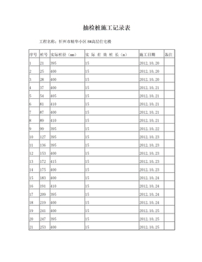 抽检桩施工记录表