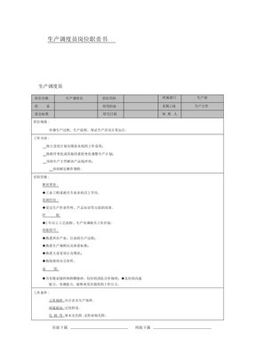 生产调度员岗位职责书