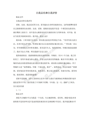 自我总结和自我评价