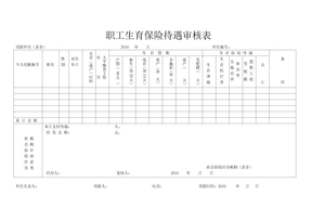 职工生育保险待遇审核表