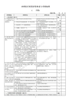 内科医疗质量评价体系与考核标准