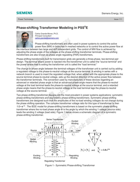 Phase-Shifting TransformerModeling in PSSE by Carlos Grande-
