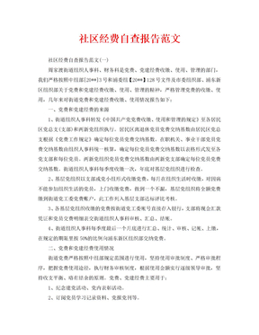 社区经费自查报告范文