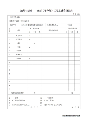 鲁JJ-080________分部(子分部)工程观感检查记录验收结论