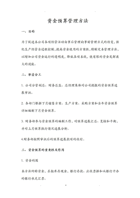 资金预算管理办法