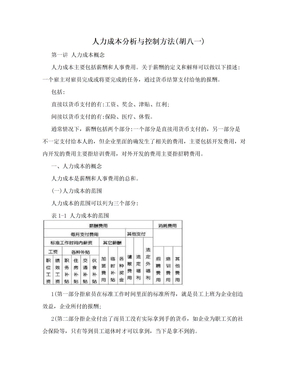 人力成本分析与控制方法(胡八一)