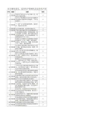 主要负责人、安全生产管理人员安全生产应知应会知识抽考题库284