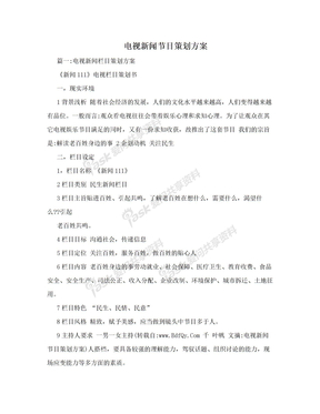 电视新闻节目策划方案