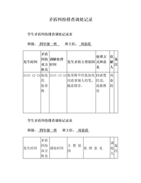 矛盾纠纷排查调处记录