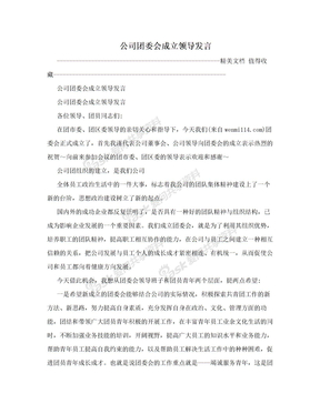 公司团委会成立领导发言