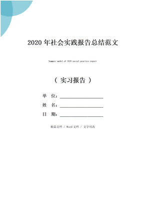 2020年社會實踐報告總結范文