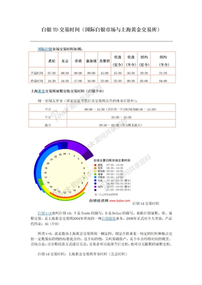 白银TD交易时间（国际白银市场与上海黄金交易所）