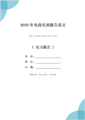 2020年电商实训报告范文
