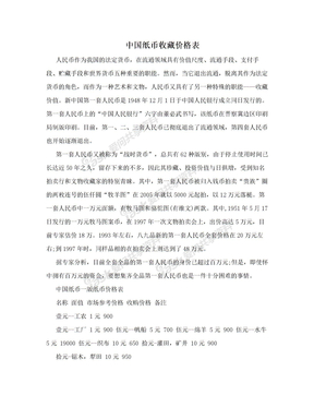 中国纸币收藏价格表