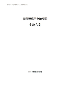 贵阳锂离子电池项目实施方案范文