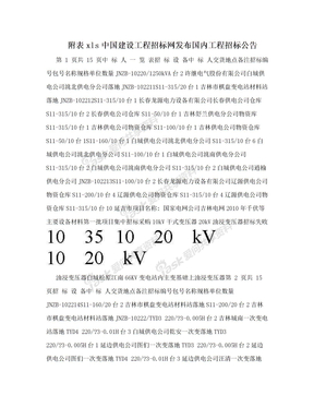 附表xls中国建设工程招标网发布国内工程招标公告