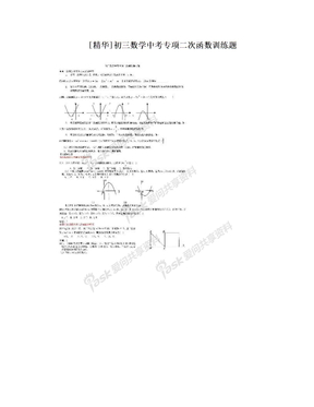 [精华]初三数学中考专项二次函数训练题