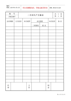 二车间生产月报表