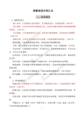 云南省公务员阅读理解难解成语分类汇总