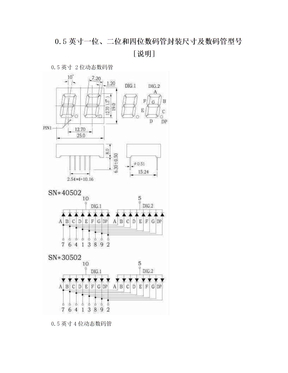 0.5英寸一位、二位和四位数码管封装尺寸及数码管型号[说明]