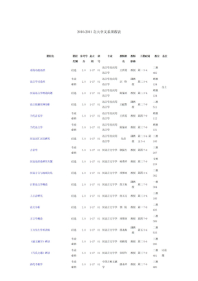 2010-2011北大中文系第一学期课程表