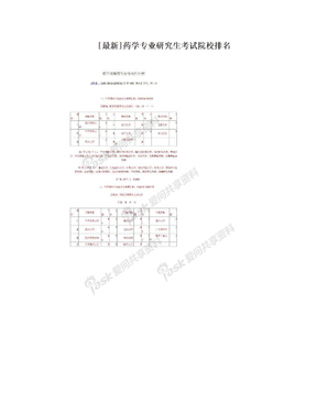 [最新]药学专业研究生考试院校排名