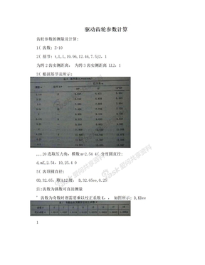 驱动齿轮参数计算