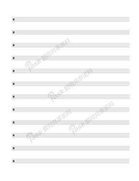 空白五线谱纸 6 percussion clef portrait