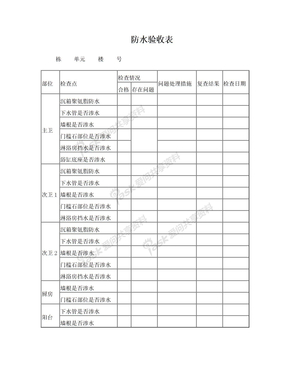 厨房卫生间防水验收表