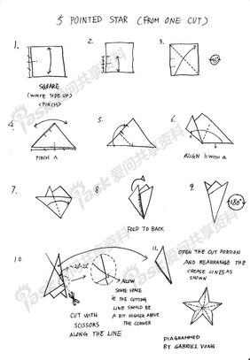 五角星折图