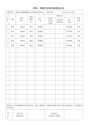 材料、构配件进场外观验收记录（管桩）