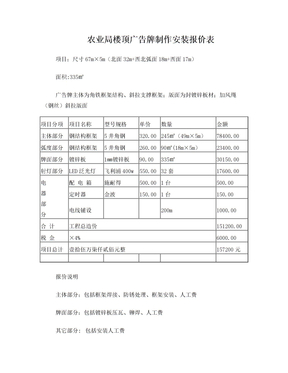 楼顶广告施工报价表