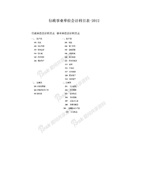 行政事业单位会计科目表-2012