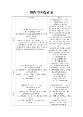 短跑周训练计划表格版