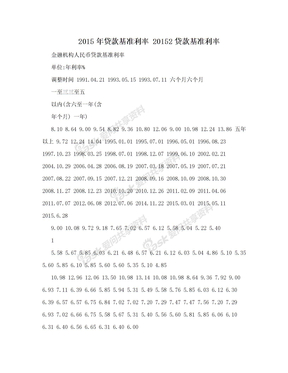 2015年贷款基准利率 20152贷款基准利率