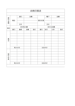 出纳日报表Excel表格模板(8)(2021标准版）