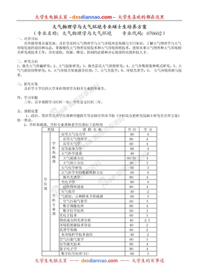 大气物理学与大气环境专业硕士生培养方案