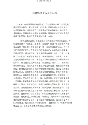 社会保险个人工作总结