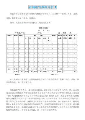 《店铺数据分析表格》